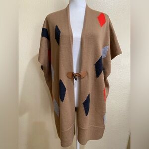 Trina Turk Merino Wool Diamond Print Poncho